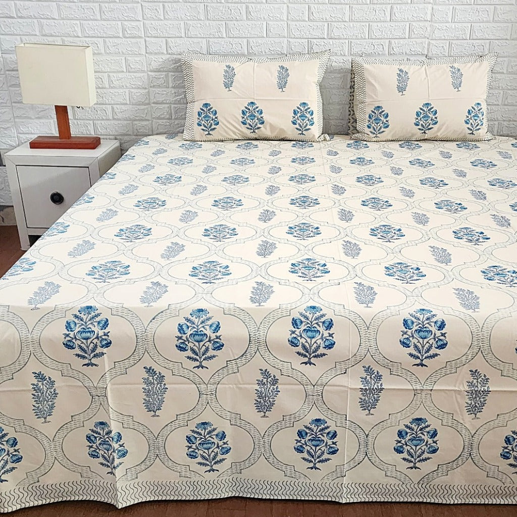 Double Bed Sheet Block Printed Bed Sheet for Double Bed Elite Furnishing