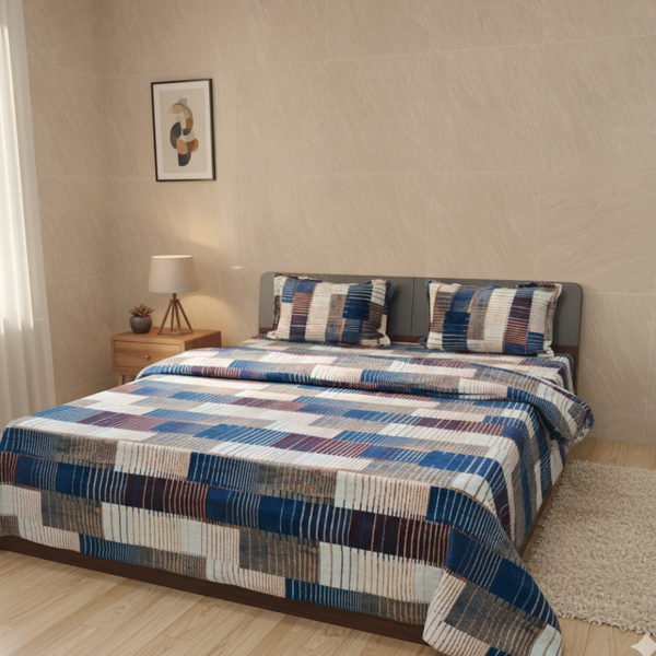Multicolor Striped Print Warm Bedsheet