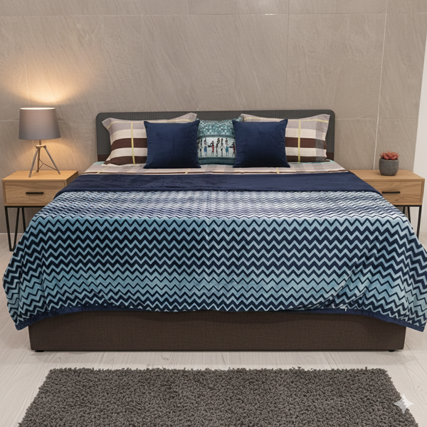 Royal Blue Double Warm and Reversible Duvet Cover