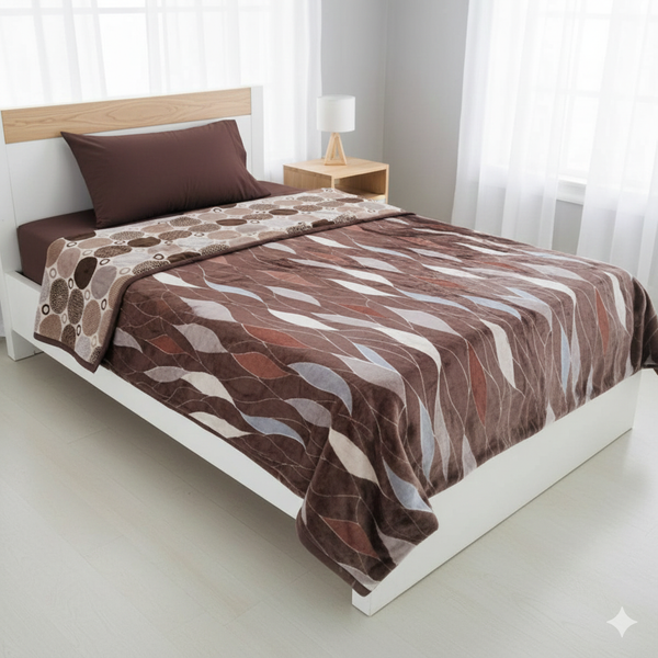 Brown Wavy Print - Single Warm and Reversible Duvet Cover