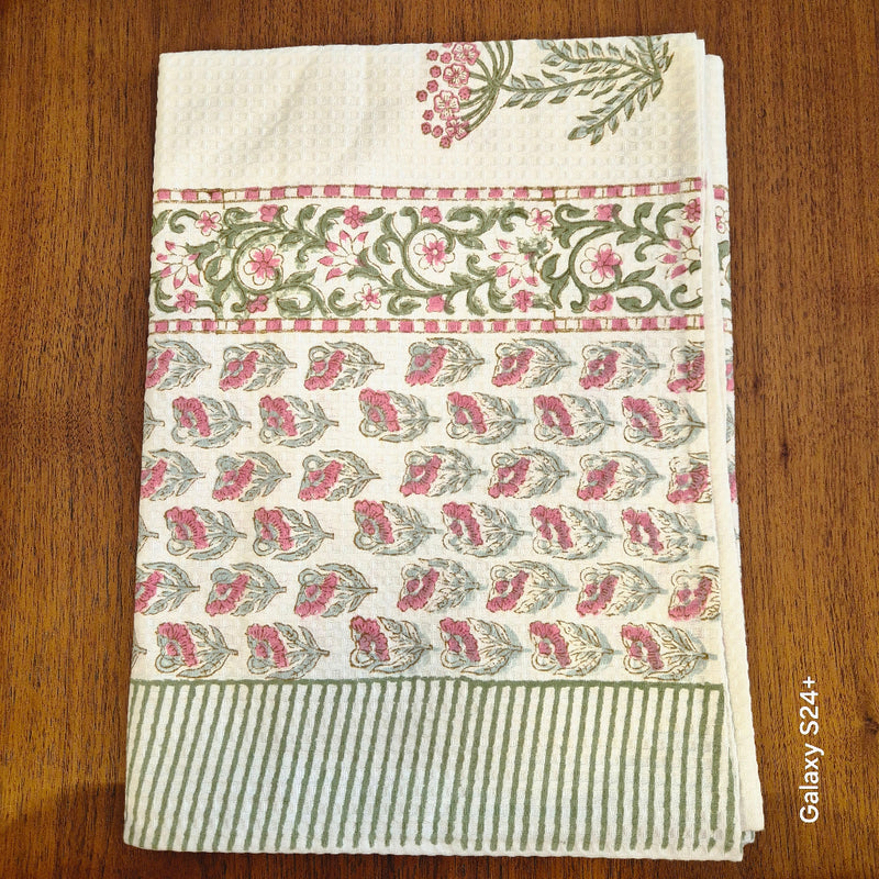 Leafy and Floral Print Hand Blocked Towel