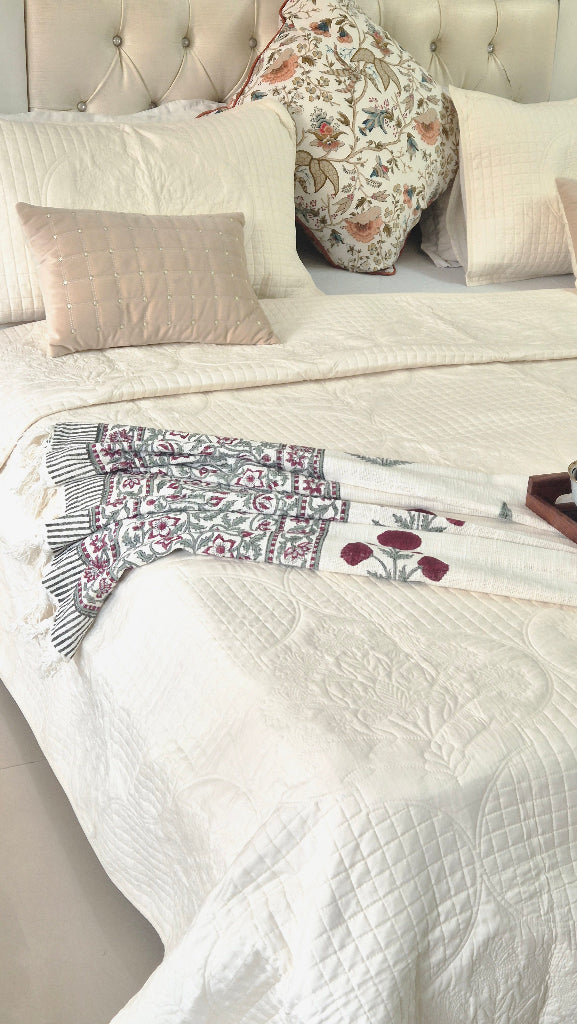 Whites of Italy - Hand Blocked Quilted Bedcover