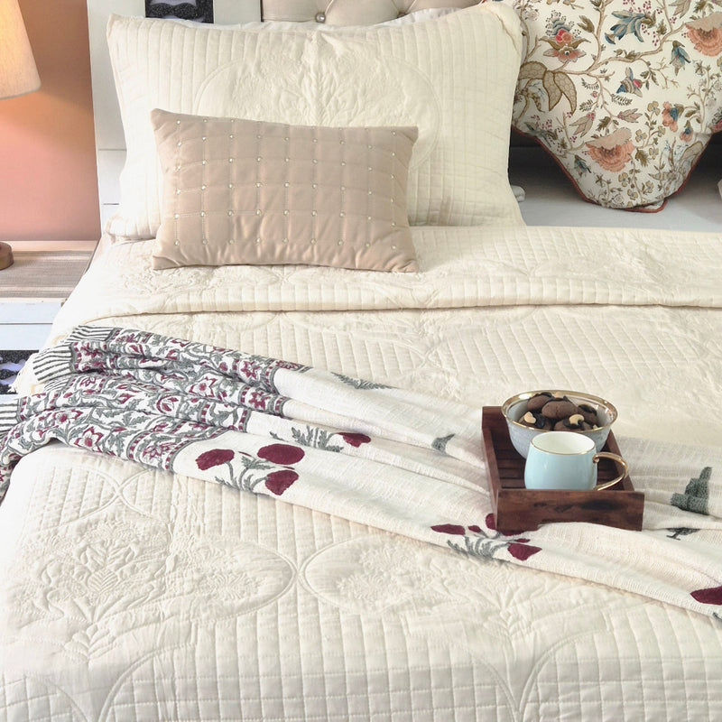 Whites of Italy - Hand Blocked Quilted Bedcover