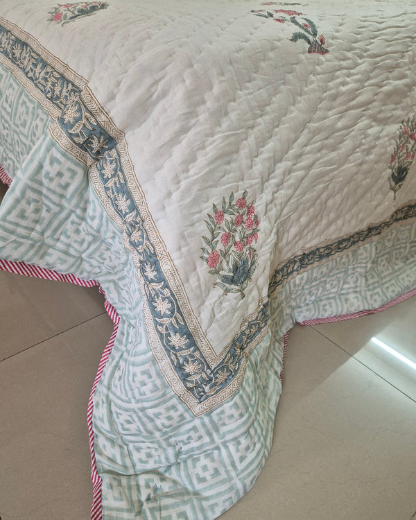 Phoolon ki Mehak - Hand Blocked Quilt