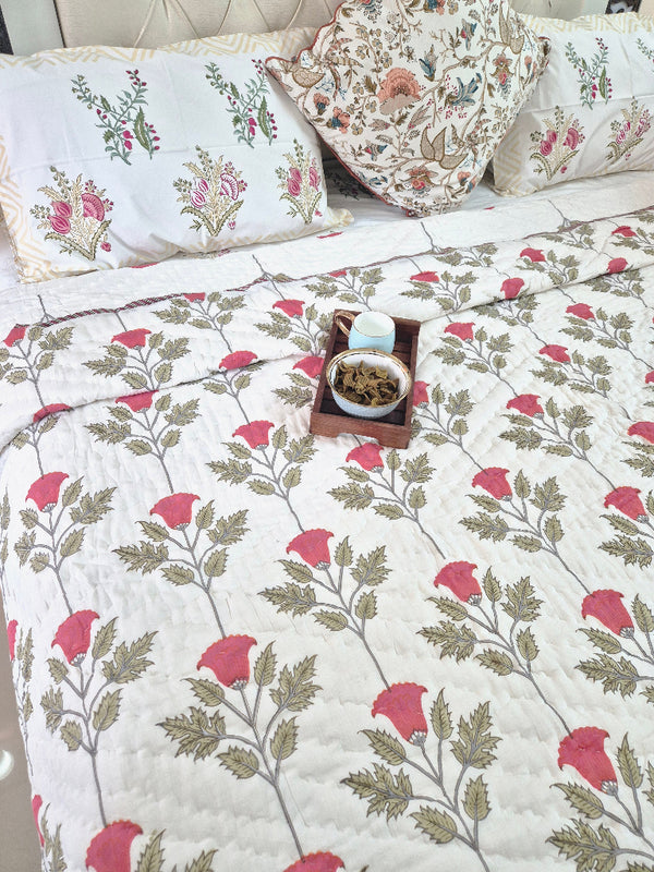 Rose Grandeur Hand Blocked Quilt