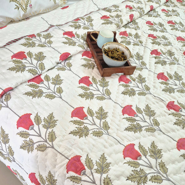 Rose Grandeur Hand Blocked Quilt