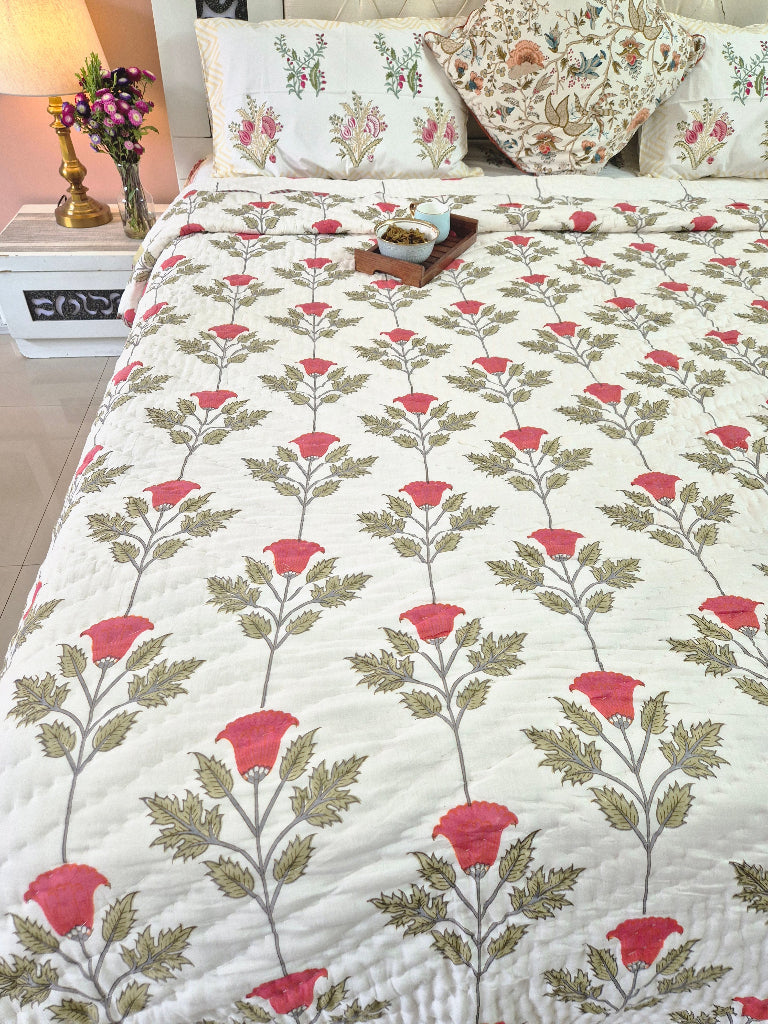 Rose Grandeur Hand Blocked Quilt