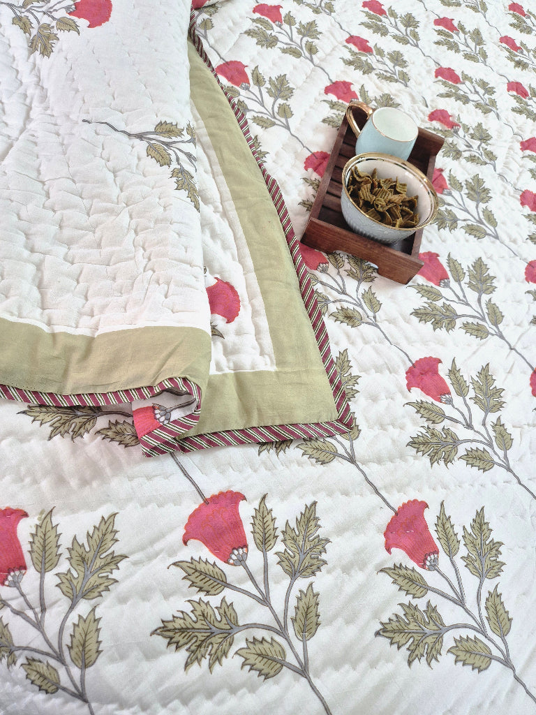 Rose Grandeur Hand Blocked Quilt