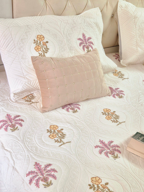 Whisper of Elegance - Hand Blocked Reversible Quilted Bedcover