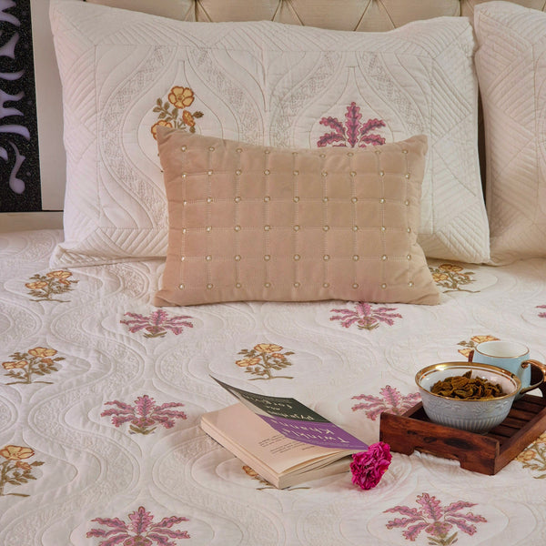 Whisper of Elegance - Hand Blocked Reversible Quilted Bedcover
