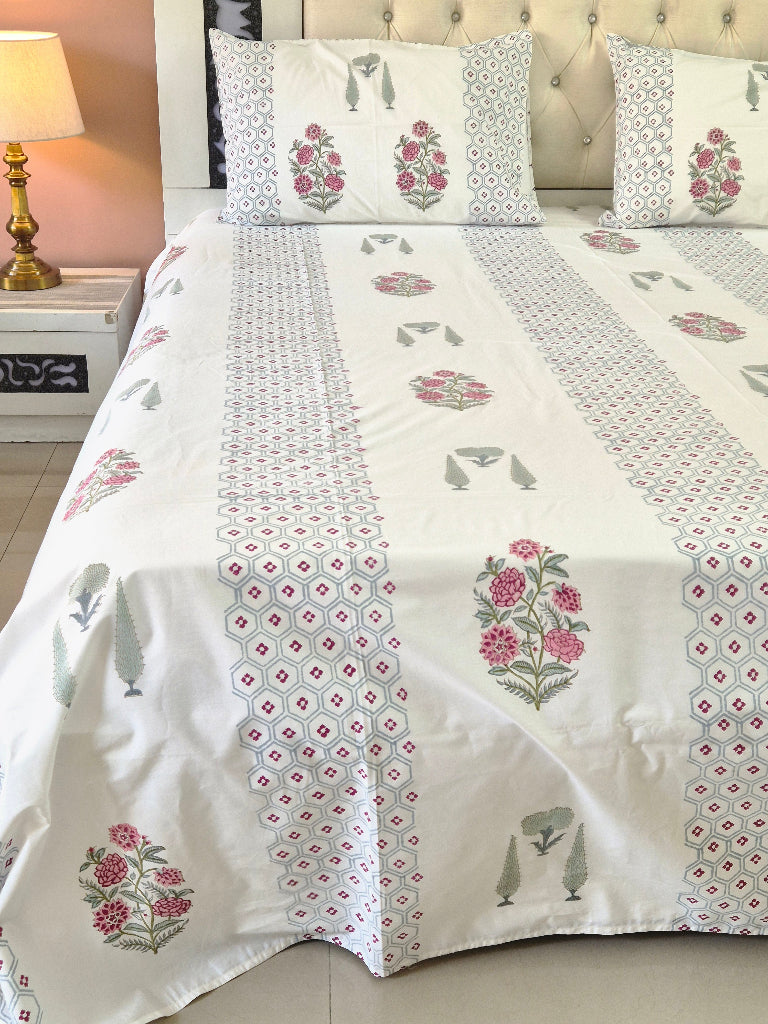 Blossoming Beauty - Blockprint Bedsheet