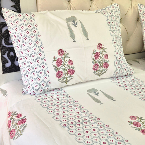 Blossoming Beauty - Blockprint Bedsheet