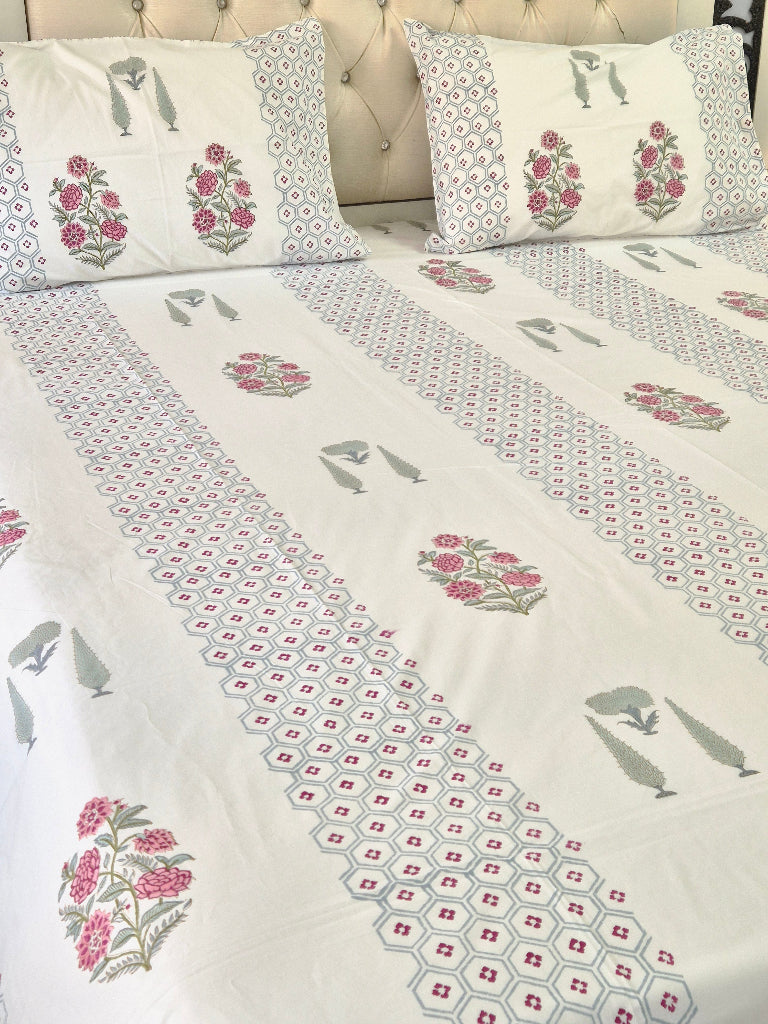Blossoming Beauty - Blockprint Bedsheet