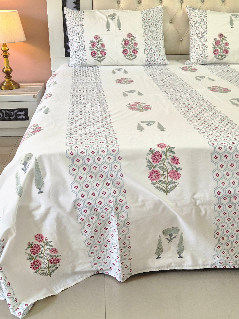 Blossoming Beauty - Blockprint Bedsheet