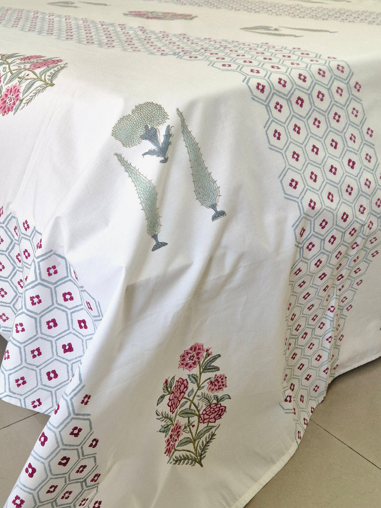Blossoming Beauty - Blockprint Bedsheet