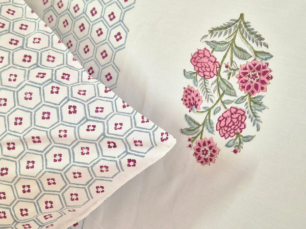 Blossoming Beauty - Blockprint Bedsheet