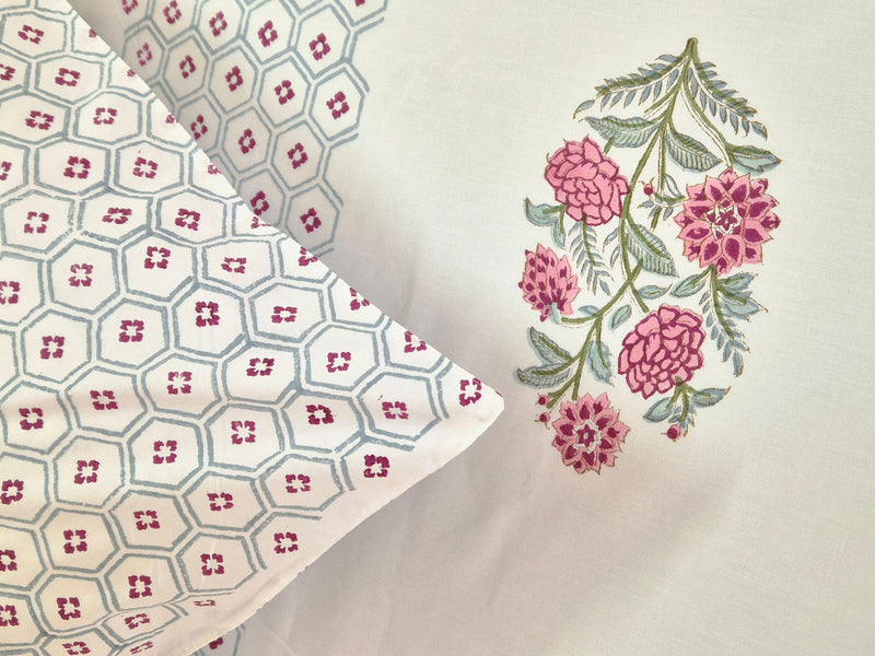 Blossoming Beauty - Blockprint Bedsheet