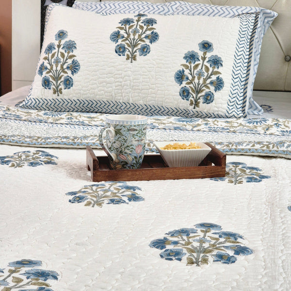 Indigo Luxe - Hand Blocked Quilted Bedcover