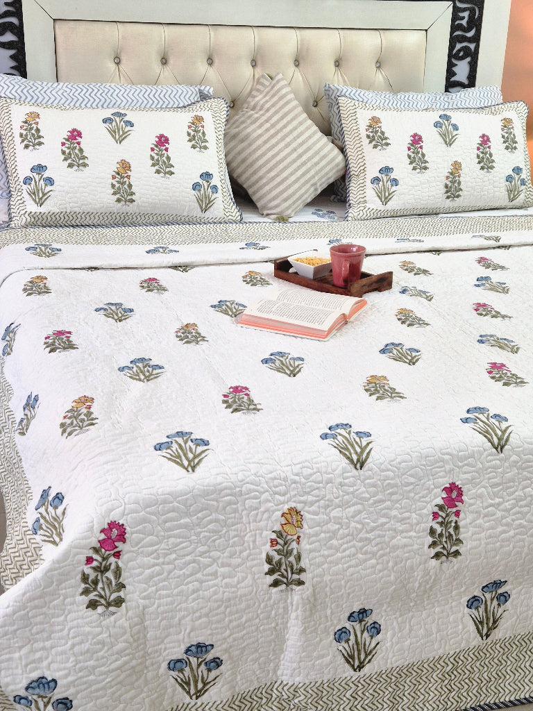 The Pleasing One - Reversible Hand Blocked Quilted Bedcover