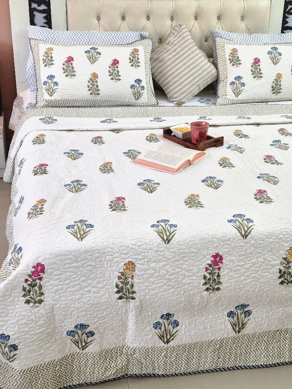 The Pleasing One - Reversible Hand Blocked Quilted Bedcover