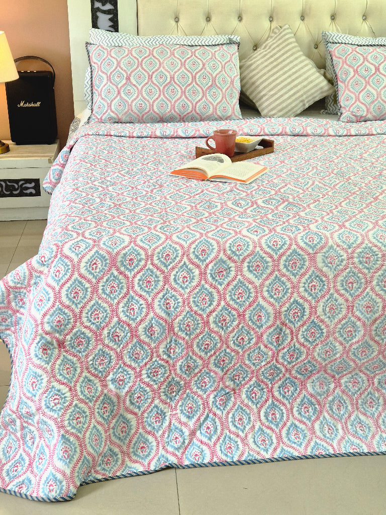 The Pleasing One - Reversible Hand Blocked Quilted Bedcover