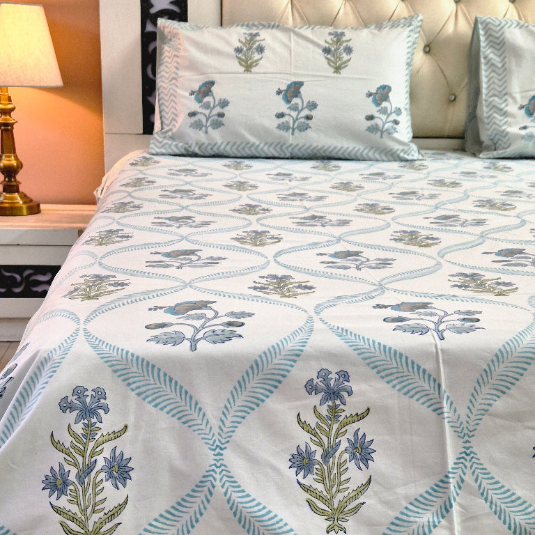 Blue's Calm Jaipuri Block Print Sheet