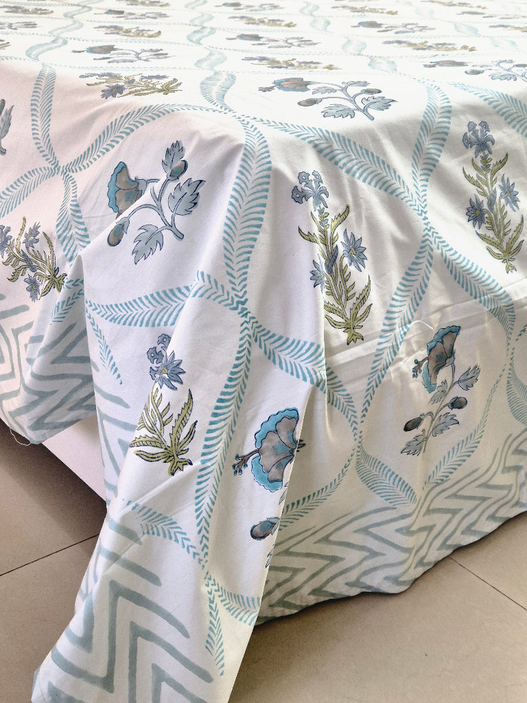 Blue's Calm Jaipuri Block Print Sheet