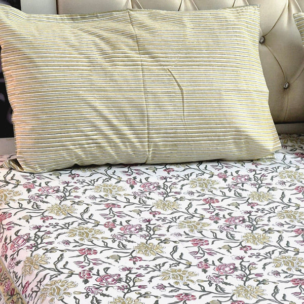 Floral Hues Hand Blocked Bedsheet