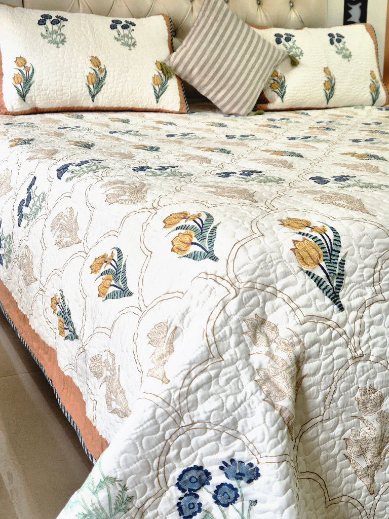The Elite - Hand Blocked Quilted Bedcover