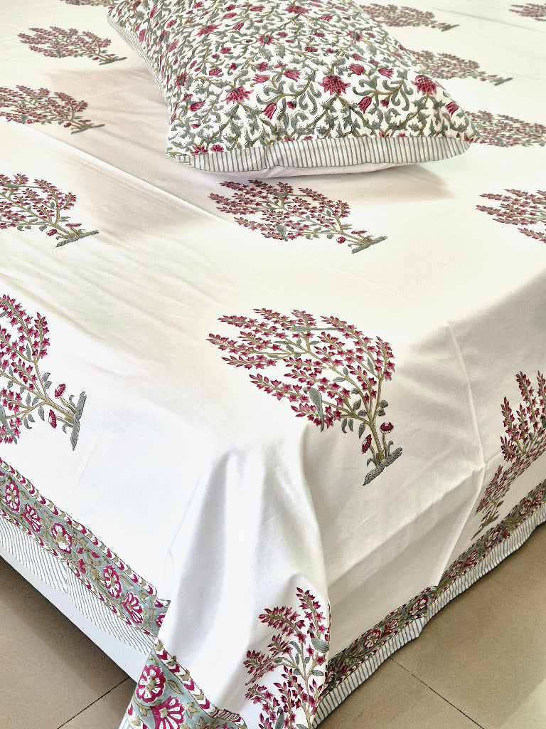 Gulrang Percale Jaipuri Block Print Sheet Set