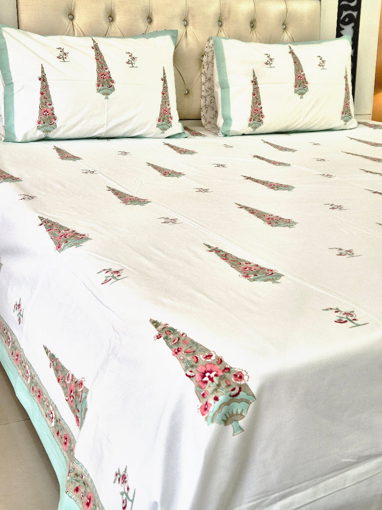 Elegant Florals - Jaipuri Block Print Sheet Set