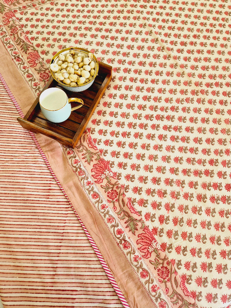 Peach Bloom Single Hand Blocked Dohar