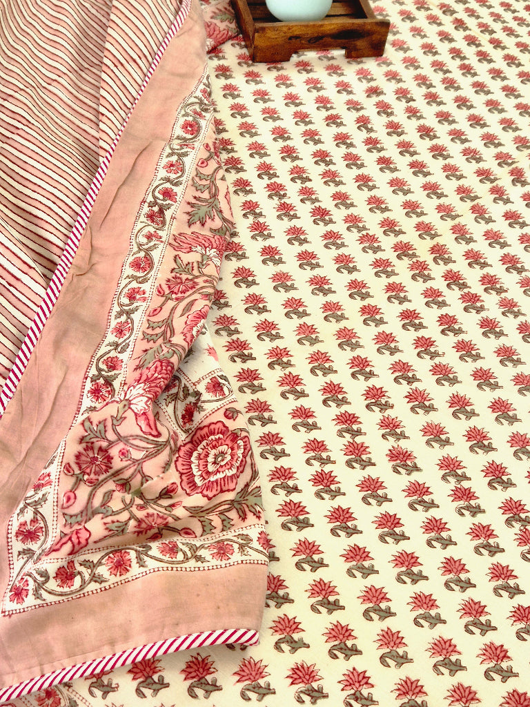 Peach Bloom Single Hand Blocked Dohar