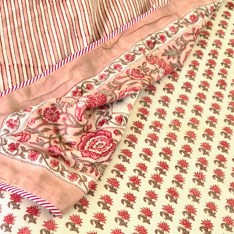Peach Bloom Single Hand Blocked Dohar