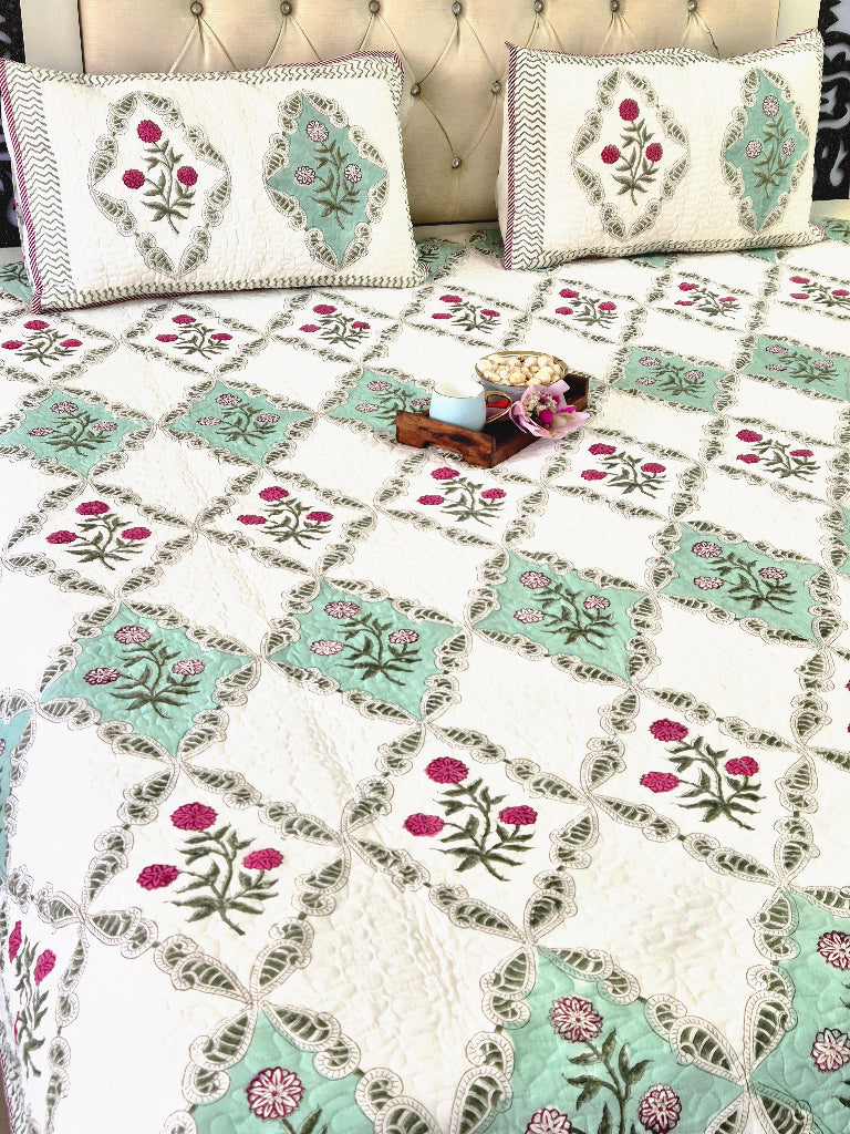 The Flower Edit - Hand Blocked Quilted Bedcover