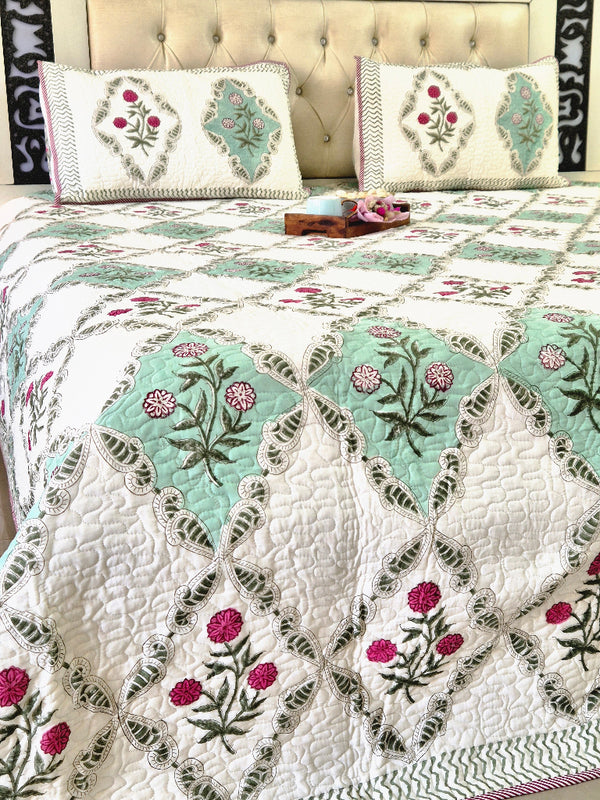 The Flower Edit - Hand Blocked Quilted Bedcover
