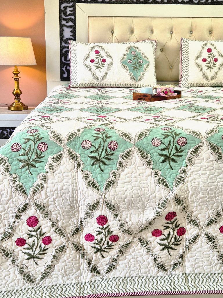 The Flower Edit - Hand Blocked Quilted Bedcover