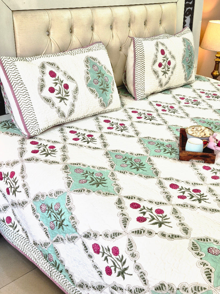 The Flower Edit - Hand Blocked Quilted Bedcover
