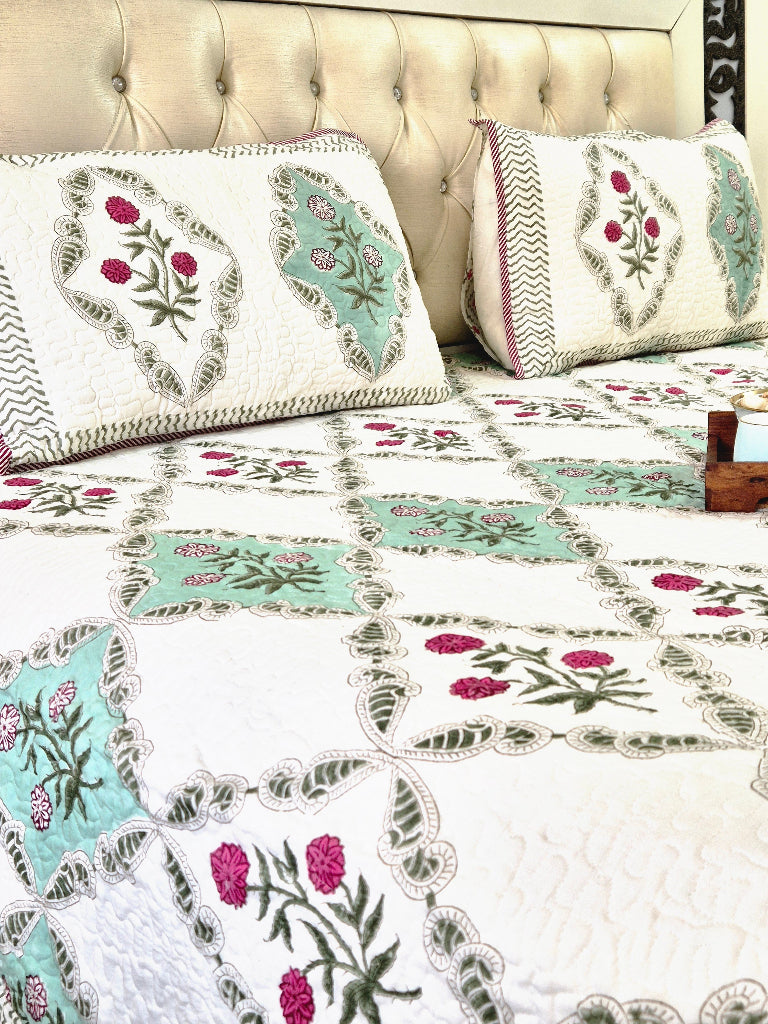 The Flower Edit - Hand Blocked Quilted Bedcover