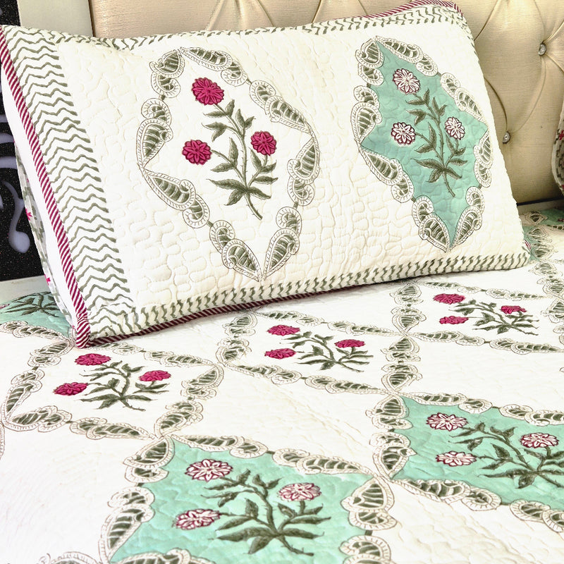 The Flower Edit - Hand Blocked Quilted Bedcover