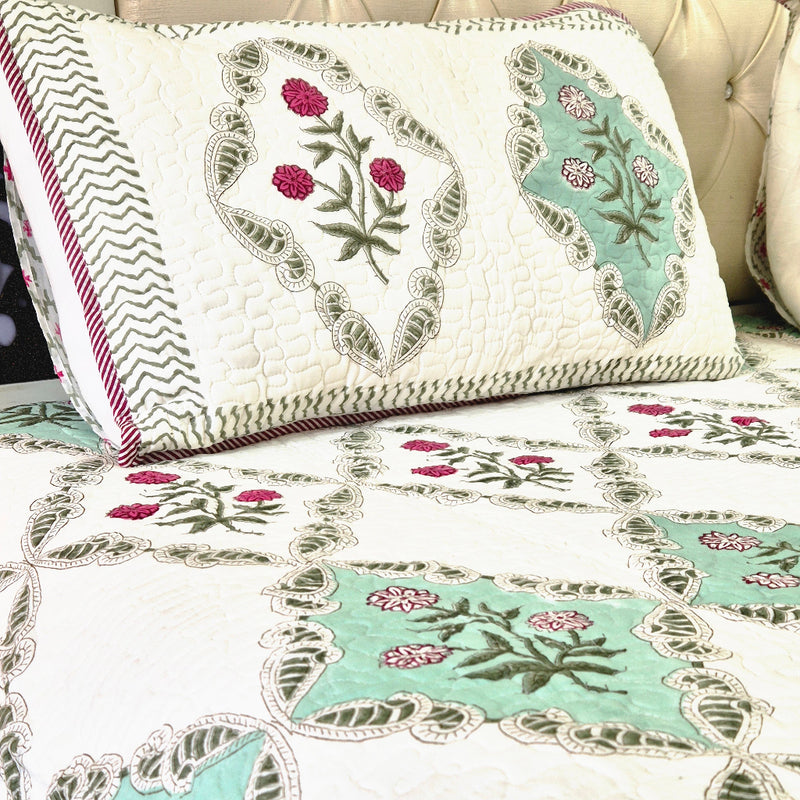 The Flower Edit - Hand Blocked Quilted Bedcover