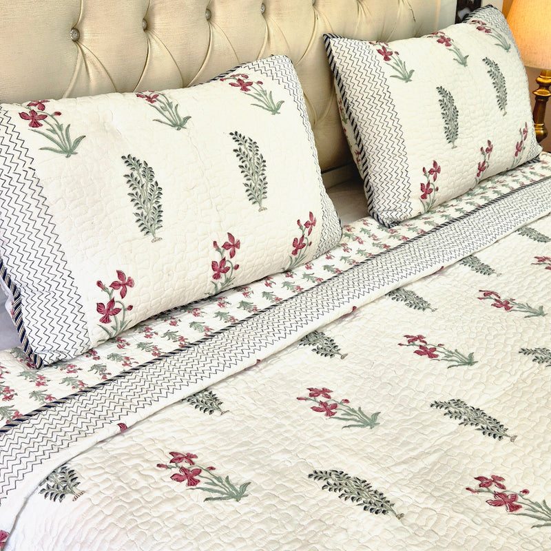 La Botanica Hand Blocked Quilted Bedcover