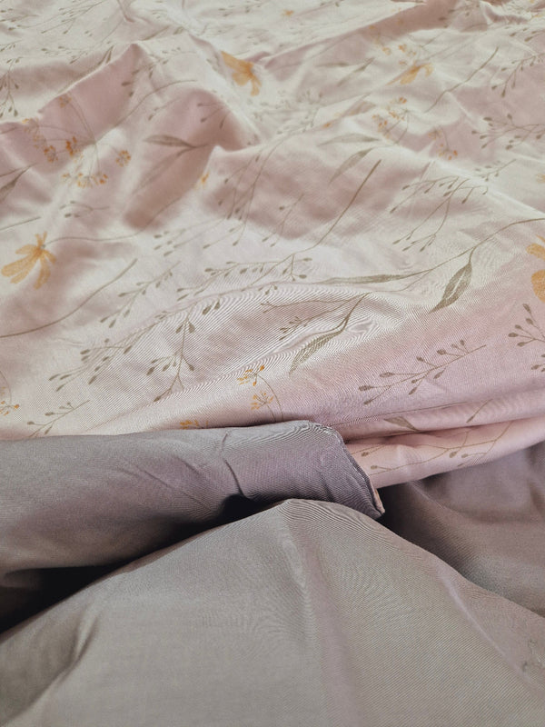 Pink and Grey Floral Print Double Comforter