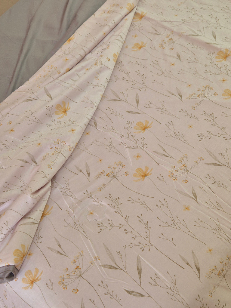 Pink and Grey Floral Print Double Comforter