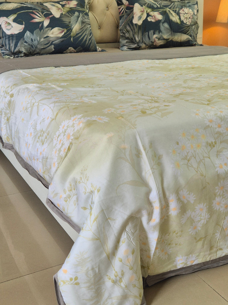 Green Floral Print Double Comforter