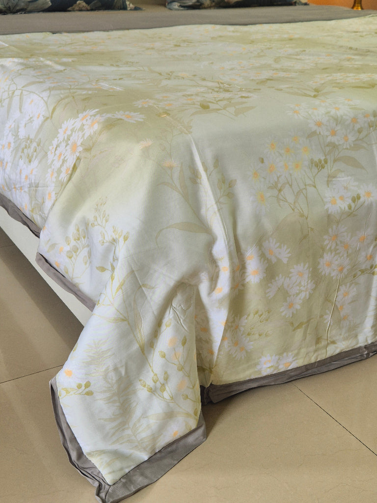 Green Floral Print Double Comforter