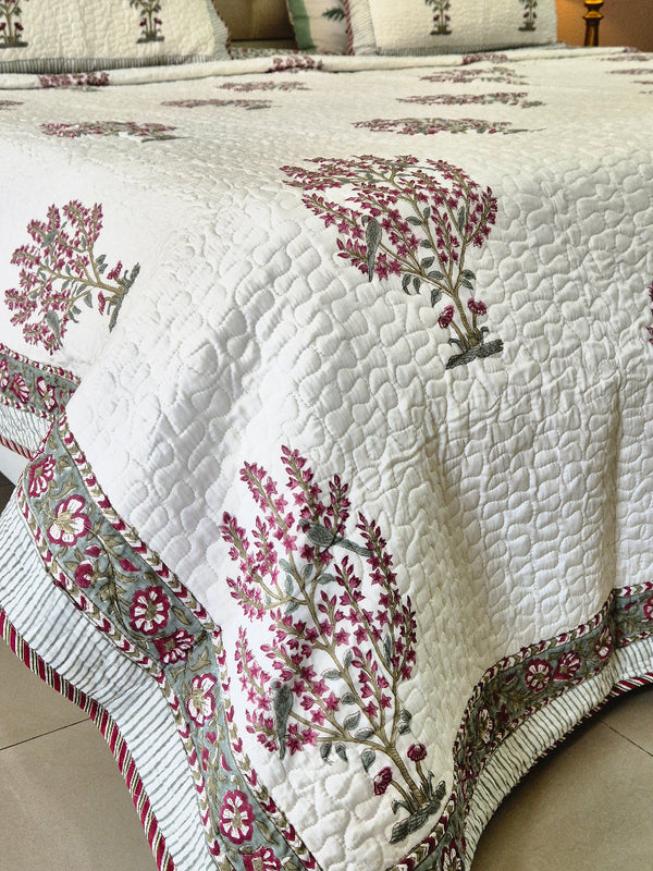 Iris Dawn Hand Blocked Quilted Bedcover