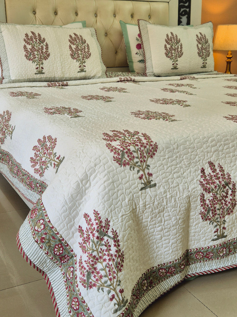 Iris Dawn Hand Blocked Quilted Bedcover