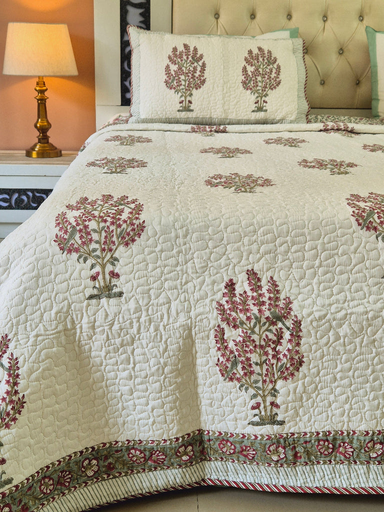 Iris Dawn Hand Blocked Quilted Bedcover