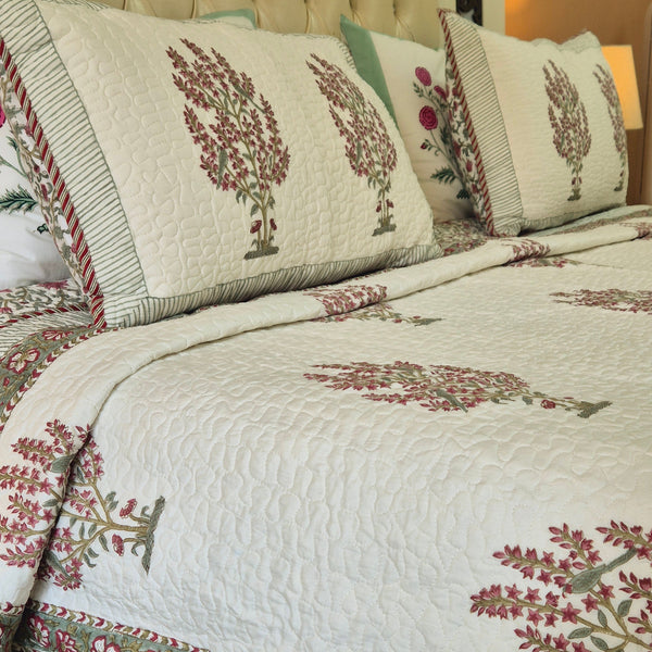 Iris Dawn Hand Blocked Quilted Bedcover